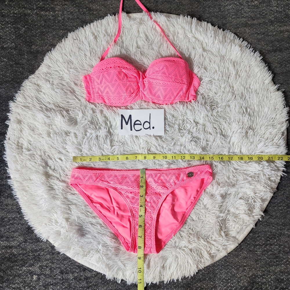 Pink Twist Push-up Bandeau Matching Bikini Set - Picture 9 of 15